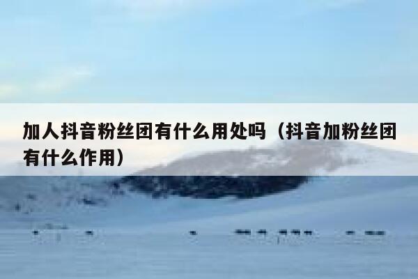 加人抖音粉丝团有什么用处吗（抖音加粉丝团有什么作用） 第1张