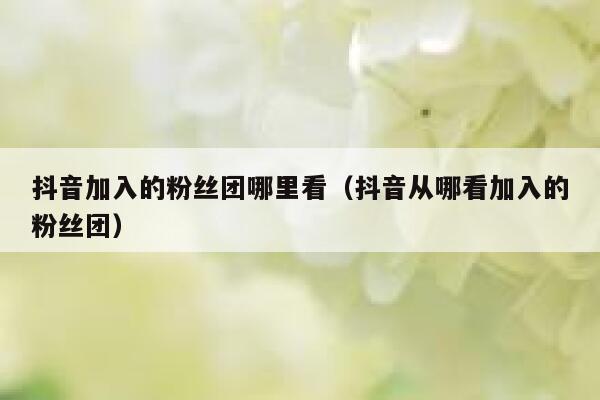 抖音加入的粉丝团哪里看（抖音从哪看加入的粉丝团） 第1张