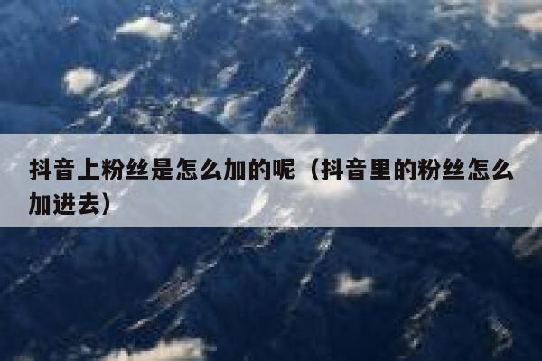 抖音上粉丝是怎么加的呢（抖音里的粉丝怎么加进去） 第1张