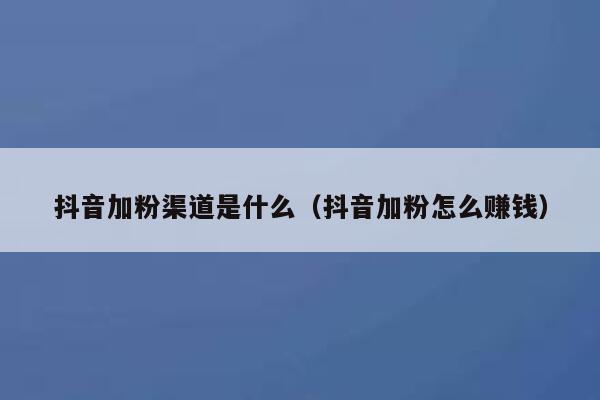 抖音加粉渠道是什么（抖音加粉怎么赚钱） 第1张