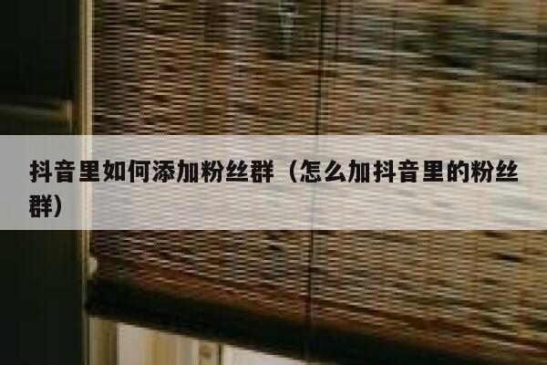 抖音里如何添加粉丝群（怎么加抖音里的粉丝群） 第1张