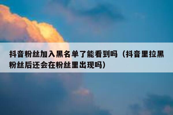 抖音粉丝加入黑名单了能看到吗（抖音里拉黑粉丝后还会在粉丝里出现吗） 第1张