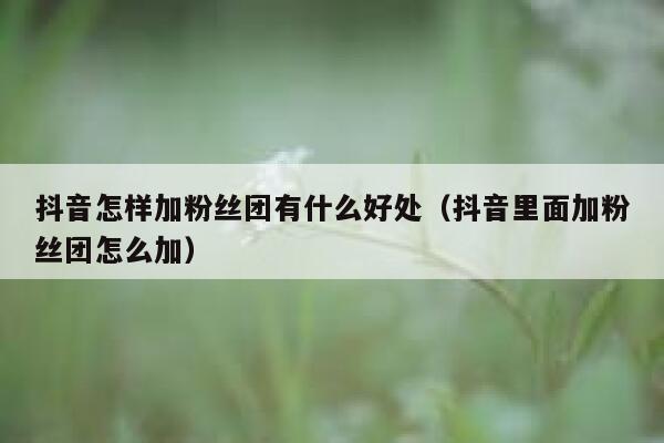 抖音怎样加粉丝团有什么好处（抖音里面加粉丝团怎么加） 第1张