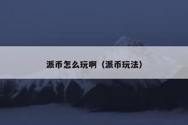 派币怎么玩啊(派币玩法) 第1张 派币怎么玩啊(派币玩法) 第1张