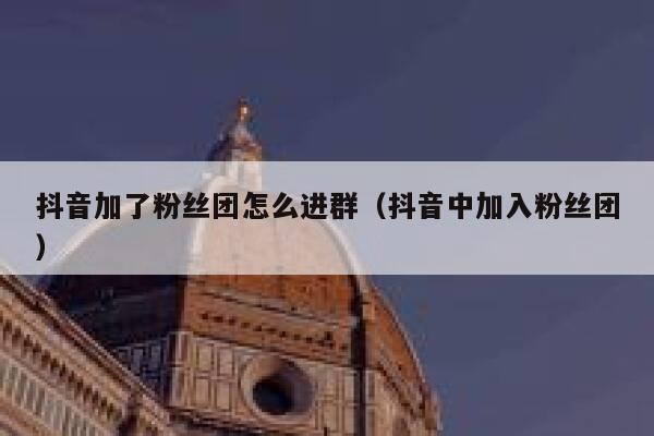 抖音加了粉丝团怎么进群（抖音中加入粉丝团） 第1张