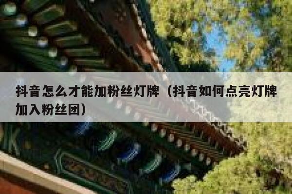 抖音怎么才能加粉丝灯牌（抖音如何点亮灯牌加入粉丝团） 第1张