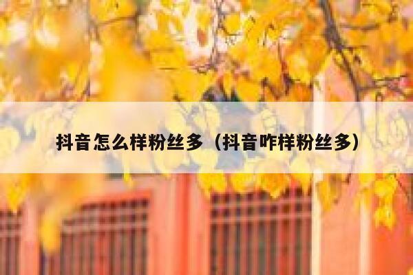 抖音怎么样粉丝多（抖音咋样粉丝多） 第1张