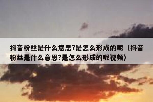抖音粉丝是什么意思?是怎么形成的呢（抖音粉丝是什么意思?是怎么形成的呢视频） 第1张