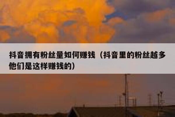 抖音拥有粉丝量如何赚钱（抖音里的粉丝越多他们是这样赚钱的） 第1张