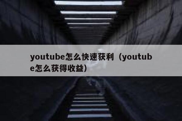 youtube怎么快速获利（youtube怎么获得收益） 第1张