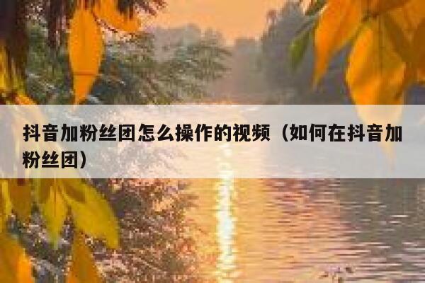 抖音加粉丝团怎么操作的视频（如何在抖音加粉丝团） 第1张