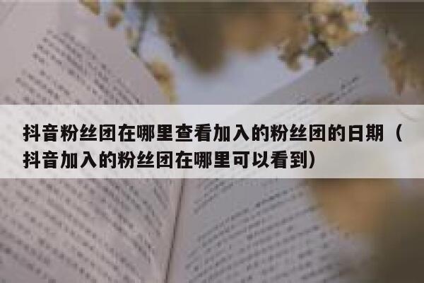 抖音粉丝团在哪里查看加入的粉丝团的日期(抖音加入的粉丝团在哪里可以看到) 第1张 抖音粉丝团在哪里查看加入的粉丝团的日期(抖音加入的粉丝团在哪里可以看到) 第1张