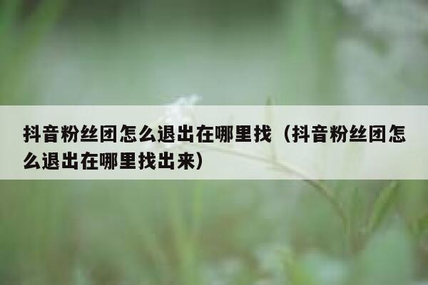 抖音粉丝团怎么退出在哪里找(抖音粉丝团怎么退出在哪里找出来) 第1张 抖音粉丝团怎么退出在哪里找(抖音粉丝团怎么退出在哪里找出来) 第1张