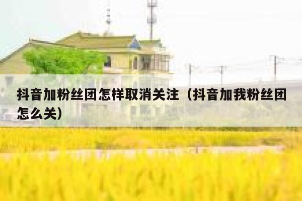 抖音加粉丝团怎样取消关注(抖音加我粉丝团怎么关) 第1张 抖音加粉丝团怎样取消关注(抖音加我粉丝团怎么关) 第1张