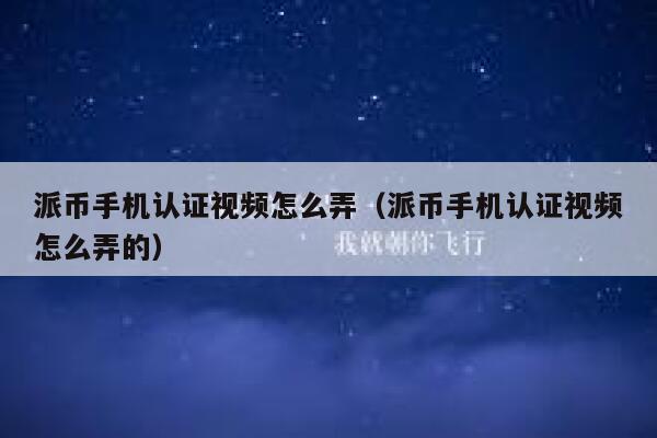 派币手机认证视频怎么弄（派币手机认证视频怎么弄的） 第1张