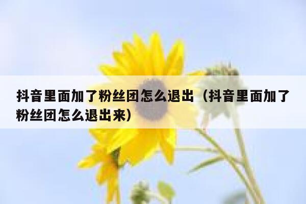 抖音里面加了粉丝团怎么退出（抖音里面加了粉丝团怎么退出来） 第1张