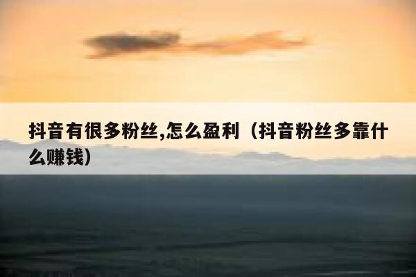 抖音有很多粉丝,怎么盈利（抖音粉丝多靠什么赚钱） 第1张