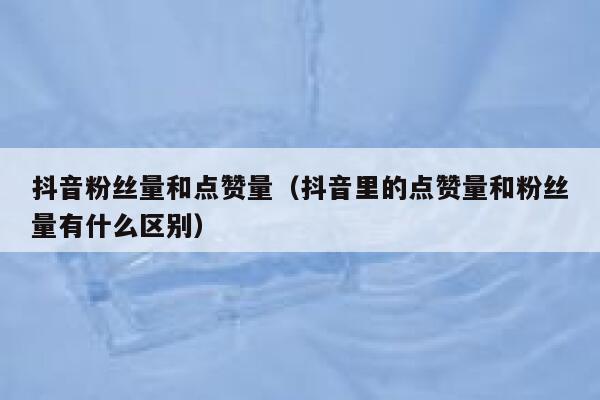 抖音粉丝量和点赞量（抖音里的点赞量和粉丝量有什么区别） 第1张