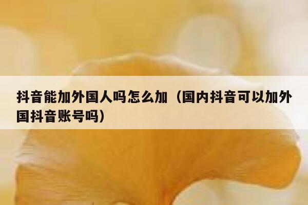 抖音能加外国人吗怎么加（国内抖音可以加外国抖音账号吗） 第1张