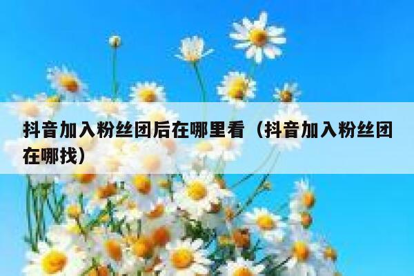 抖音加入粉丝团后在哪里看（抖音加入粉丝团在哪找） 第1张