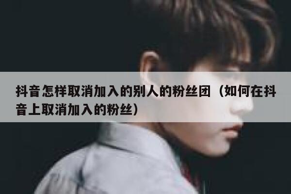 抖音怎样取消加入的别人的粉丝团(如何在抖音上取消加入的粉丝) 第1张 抖音怎样取消加入的别人的粉丝团(如何在抖音上取消加入的粉丝) 第1张