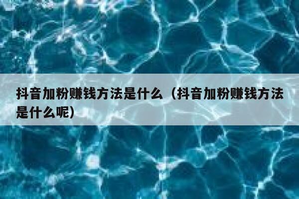 抖音加粉赚钱方法是什么（抖音加粉赚钱方法是什么呢） 第1张