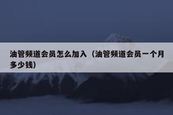 油管频道会员怎么加入（油管频道会员一个月多少钱） 第1张