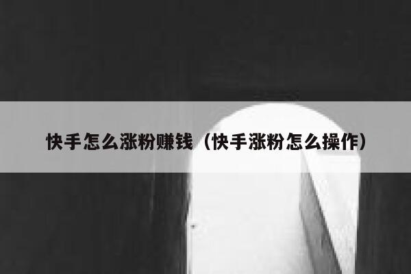 快手怎么涨粉赚钱（快手涨粉怎么操作） 第1张