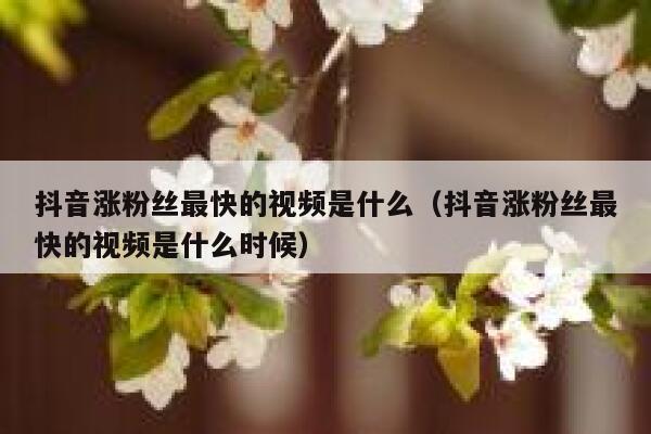 抖音涨粉丝最快的视频是什么（抖音涨粉丝最快的视频是什么时候） 第1张