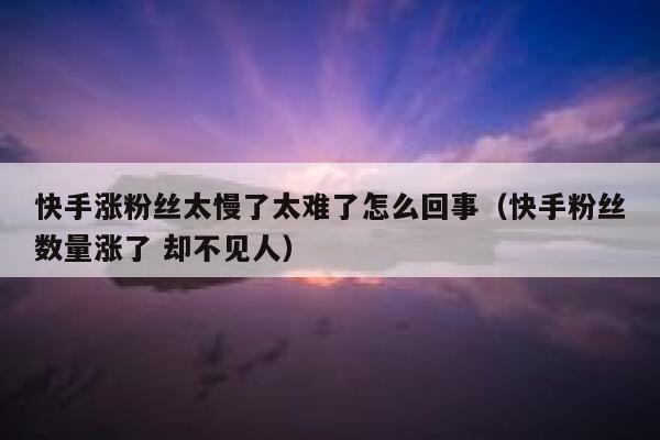 快手涨粉丝太慢了太难了怎么回事（快手粉丝数量涨了 却不见人） 第1张