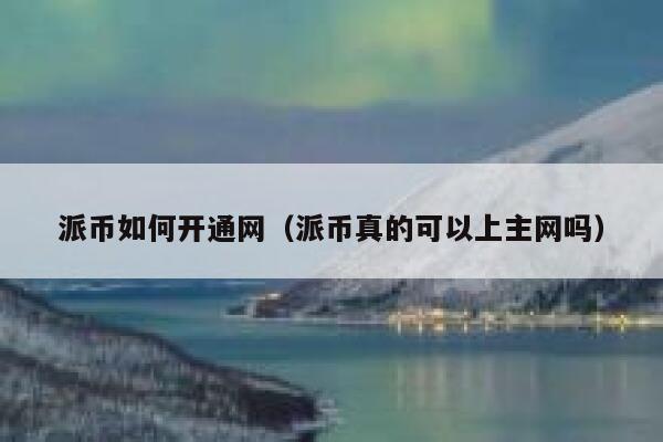 派币如何开通网（派币真的可以上主网吗） 第1张