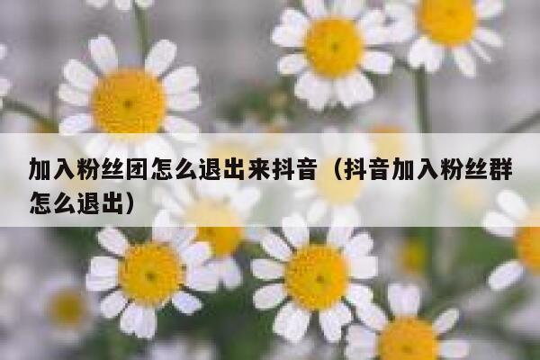 加入粉丝团怎么退出来抖音（抖音加入粉丝群怎么退出） 第1张