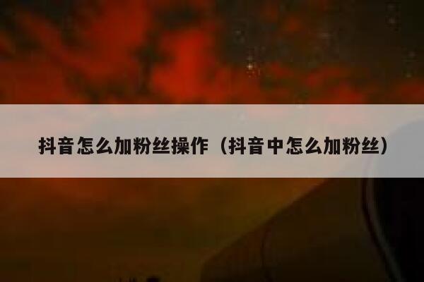 抖音怎么加粉丝操作（抖音中怎么加粉丝） 第1张