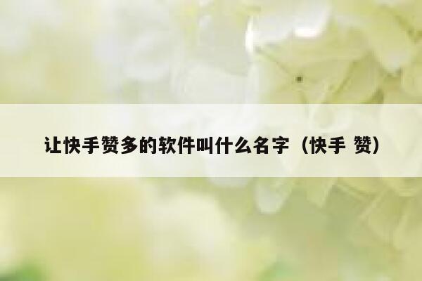 让快手赞多的软件叫什么名字(快手 赞) 第1张 让快手赞多的软件叫什么名字(快手 赞) 第1张
