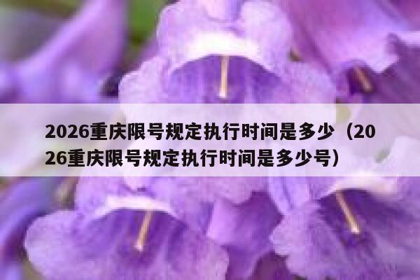 2026重庆限号规定执行时间是多少（2026重庆限号规定执行时间是多少号） 第1张