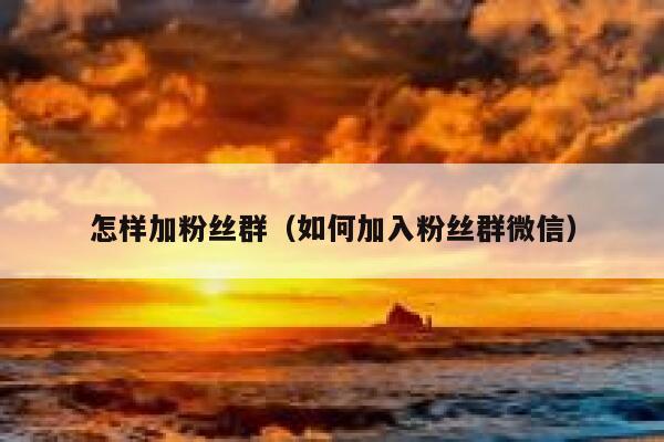 怎样加粉丝群（如何加入粉丝群微信） 第1张