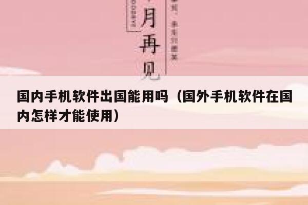 国内手机软件出国能用吗（国外手机软件在国内怎样才能使用） 第1张