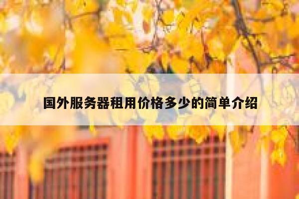 国外服务器租用价格多少的简单介绍 第1张